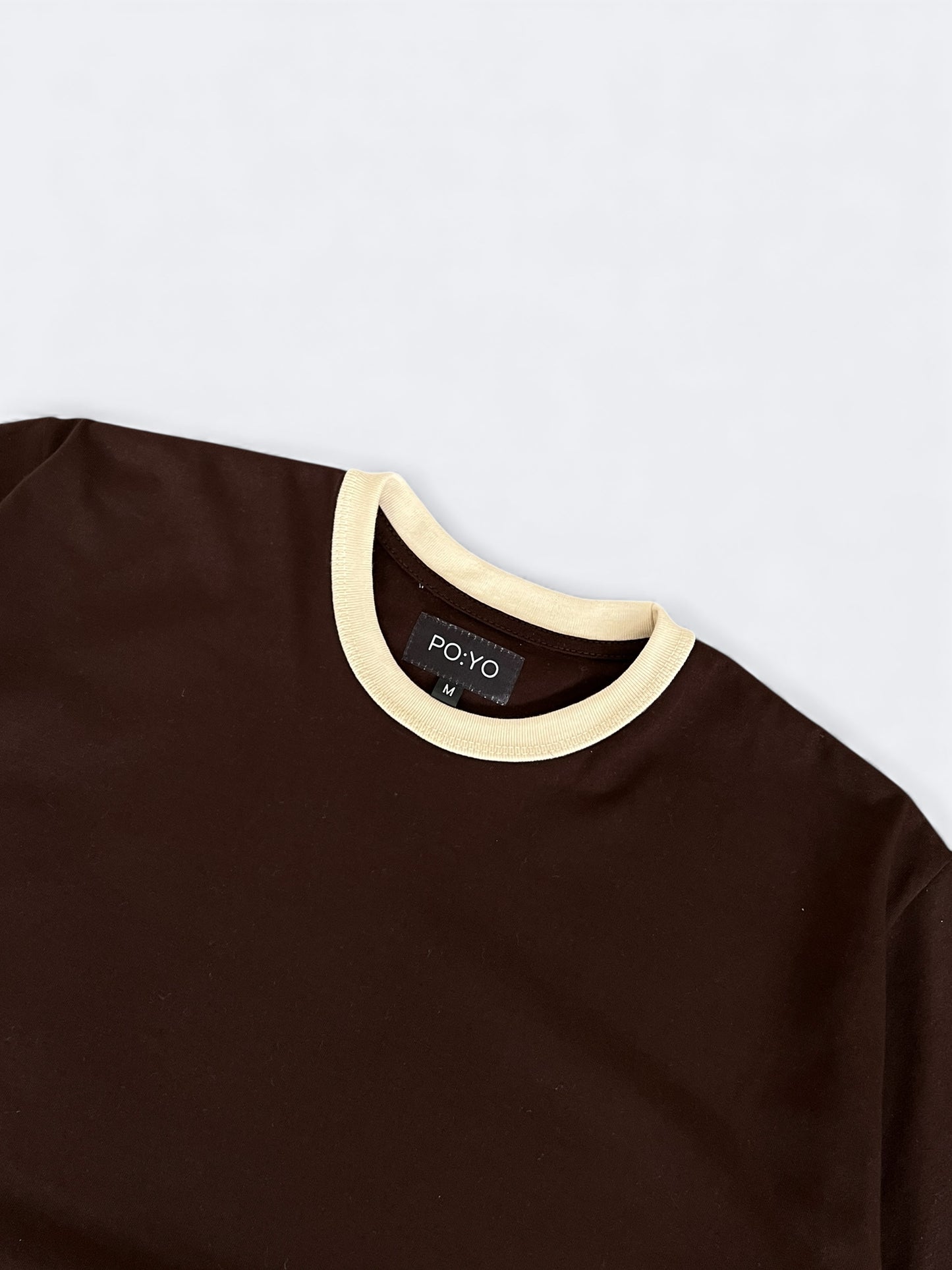 CLASSIC RINGER O TEE IN DARK BROWN/OFF WHITE