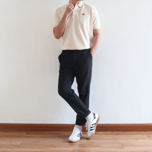 CLASSIC FINGER HEART POLO SHIRT IN OFF WHITE