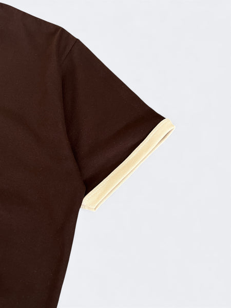CLASSIC RINGER TEE IN DARK BROWN/OFF WHITE
