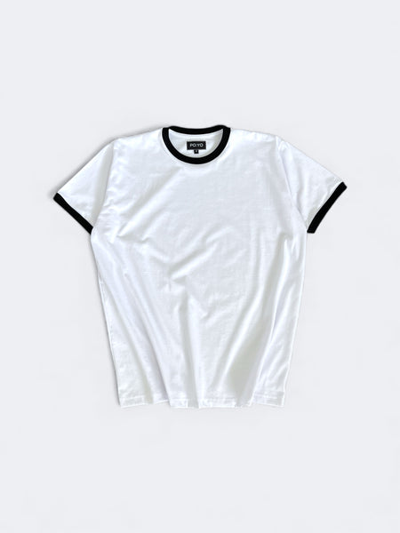 CLASSIC RINGER TEE IN WHITE/BLACK