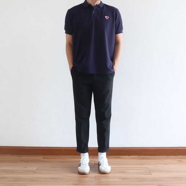 CLASSIC FINGER HEART POLO SHIRT IN NAVY BLUE