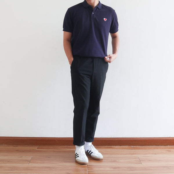 CLASSIC FINGER HEART POLO SHIRT IN NAVY BLUE