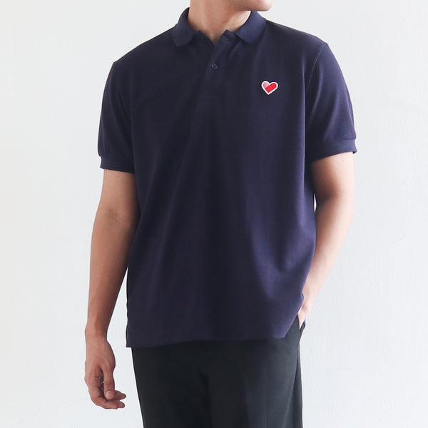 CLASSIC FINGER HEART POLO SHIRT IN NAVY BLUE