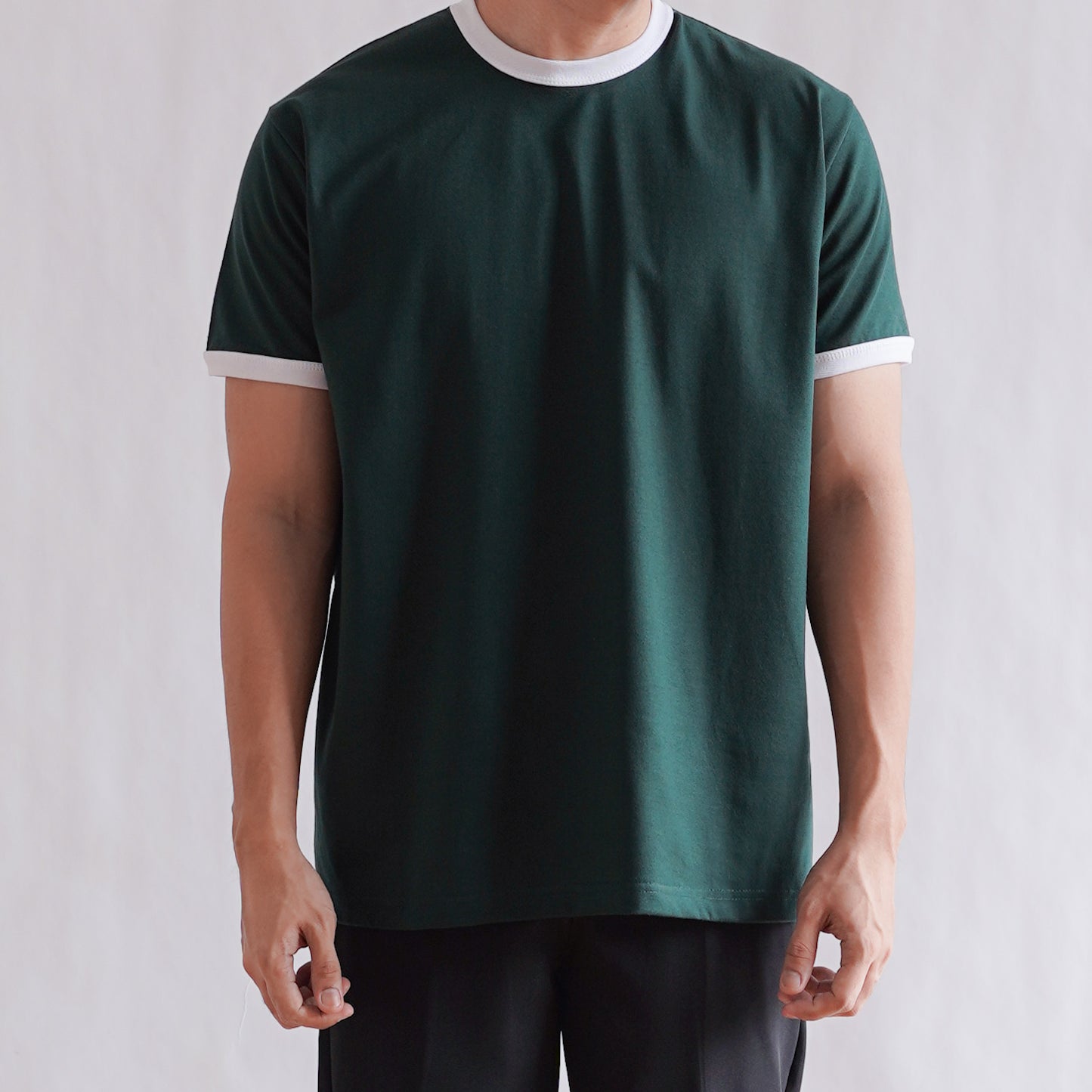 CLASSIC RINGER O TEE IN FOREST GREEN/WHITE