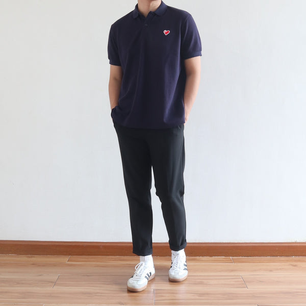 CLASSIC FINGER HEART POLO SHIRT IN NAVY BLUE