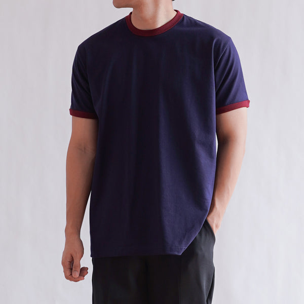 CLASSIC RINGER TEE IN NAVY/WINE