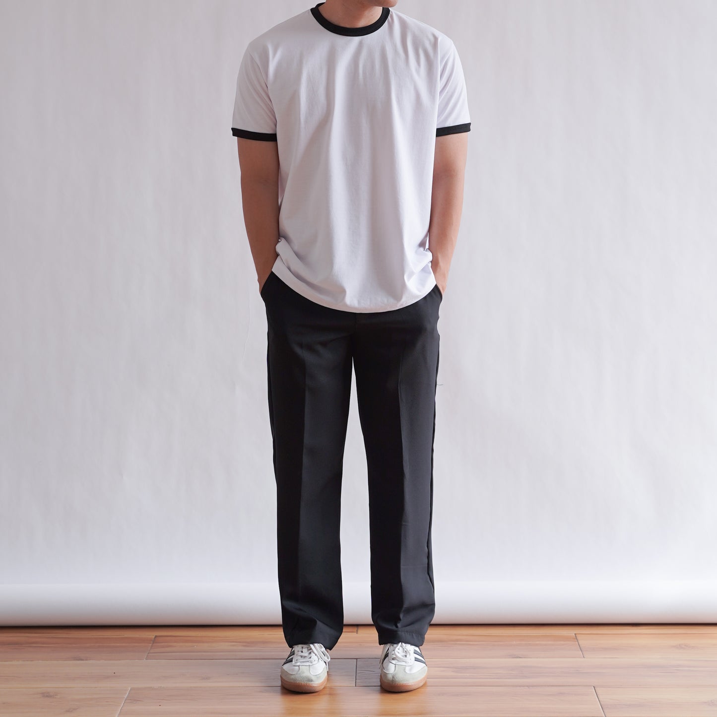 CLASSIC RINGER O TEE IN WHITE/BLACK