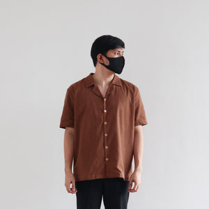 OVERSIZED CUBAN SHIRT IN DARK BROWN