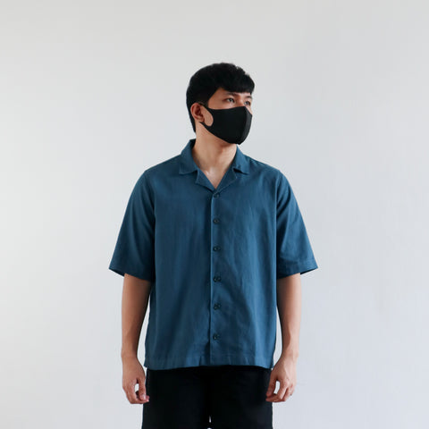OVERSIZED CUBAN SHIRT IN AQUA BLUE V.2