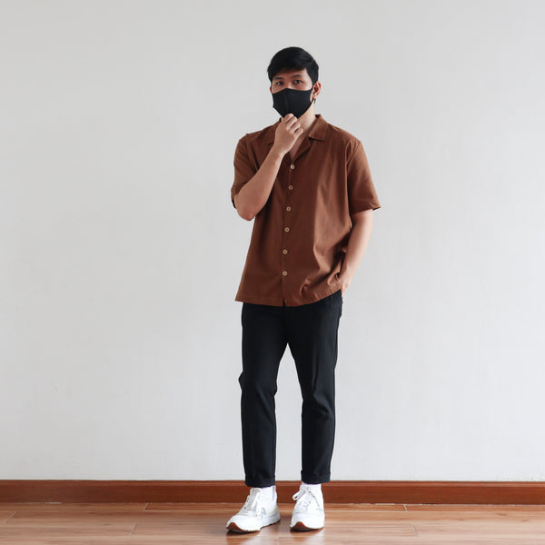 OVERSIZED CUBAN SHIRT IN DARK BROWN
