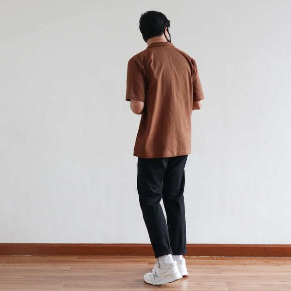 OVERSIZED CUBAN SHIRT IN DARK BROWN