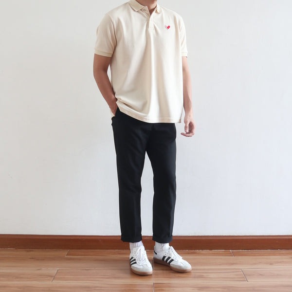 CLASSIC FINGER HEART POLO SHIRT IN OFF WHITE