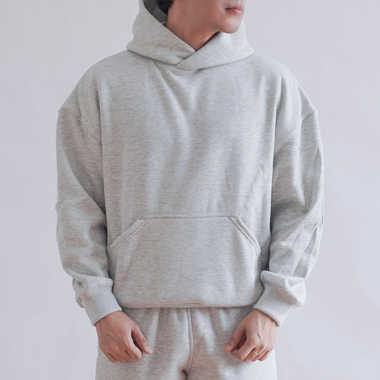 BOX FIT HOODIE IN HEATHER GRAY