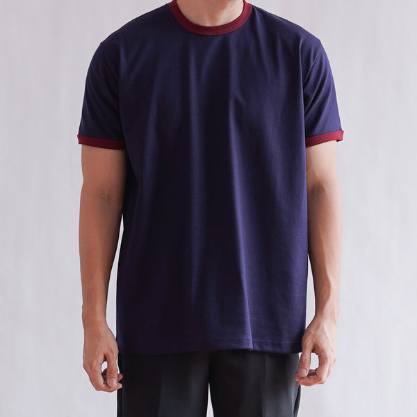 CLASSIC RINGER TEE IN NAVY/WINE