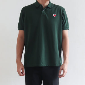 CLASSIC FINGER HEART POLO SHIRT IN FOREST GREEN