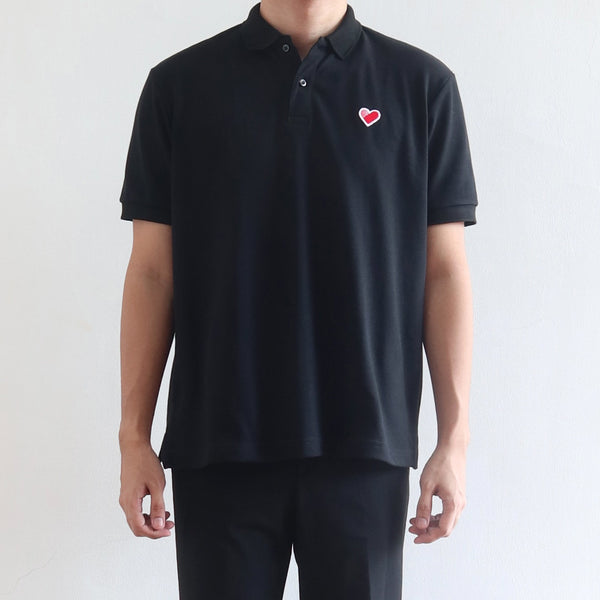 CLASSIC FINGER HEART POLO SHIRT IN BLACK