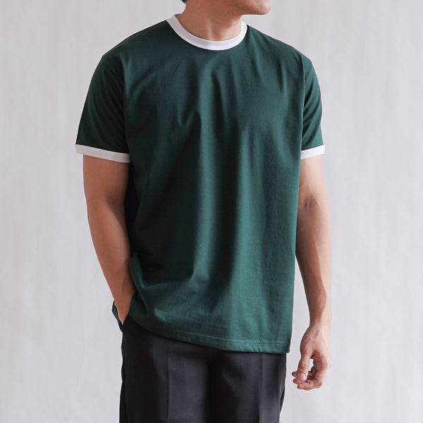 CLASSIC RINGER TEE IN FOREST GREEN/WHITE