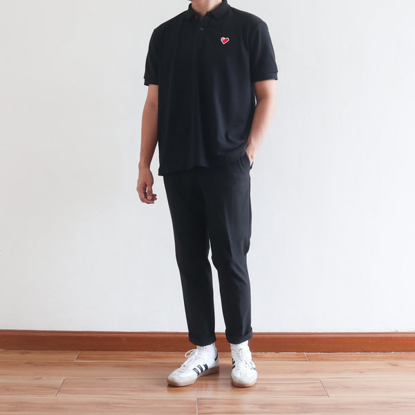 CLASSIC FINGER HEART POLO SHIRT IN BLACK