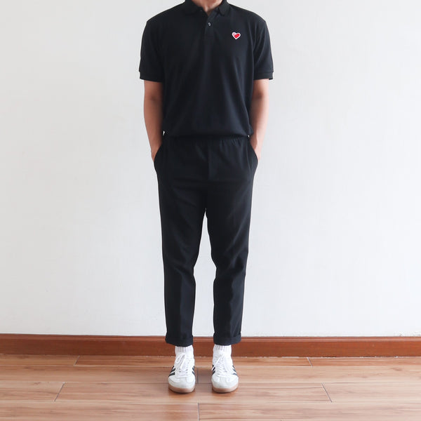 CLASSIC FINGER HEART POLO SHIRT IN BLACK