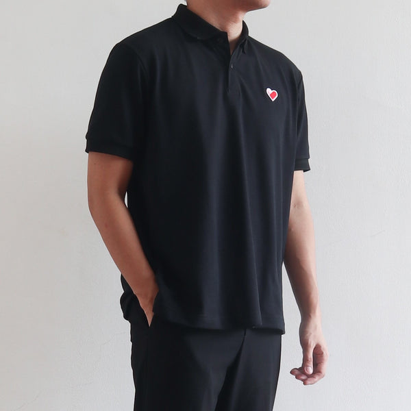 CLASSIC FINGER HEART POLO SHIRT IN BLACK