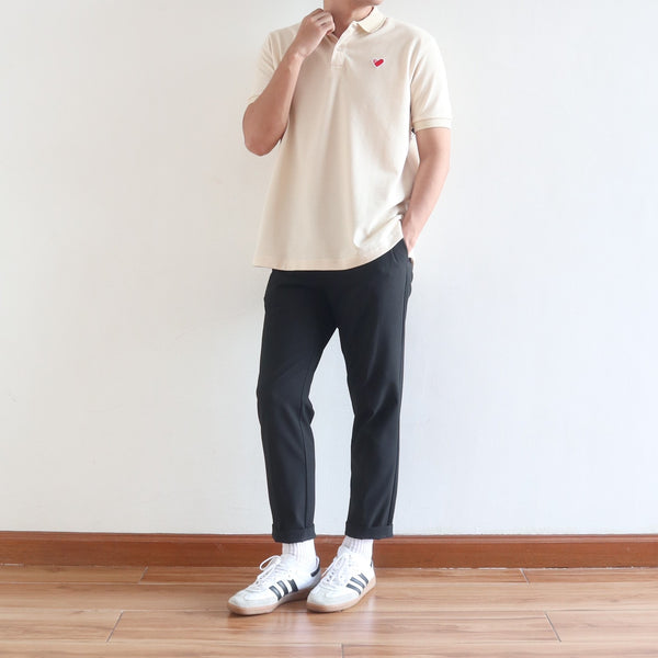 CLASSIC FINGER HEART POLO SHIRT IN OFF WHITE