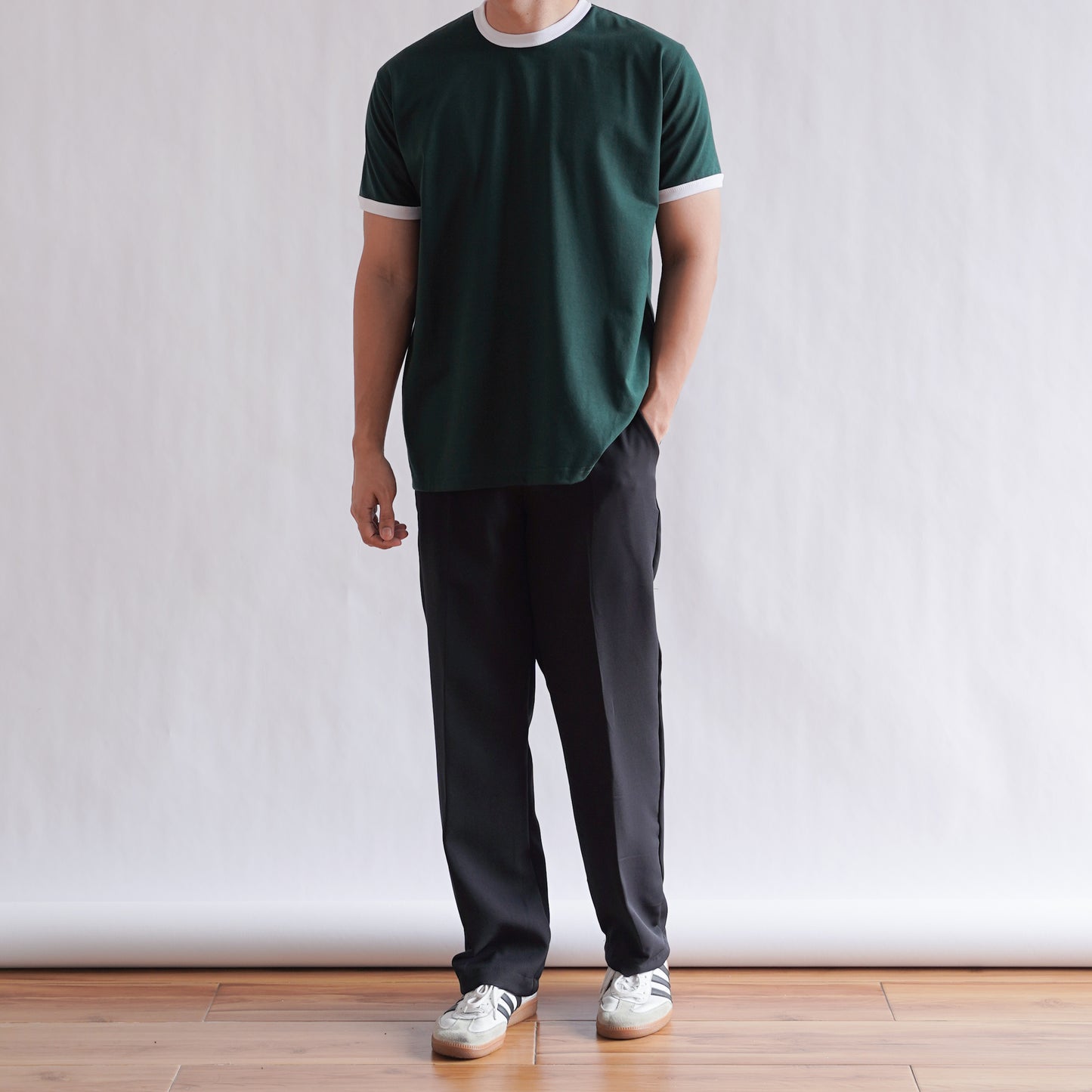 CLASSIC RINGER O TEE IN FOREST GREEN/WHITE