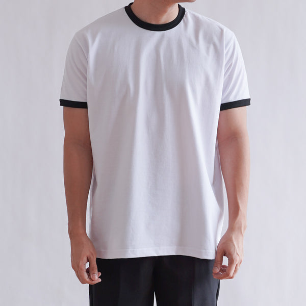 CLASSIC RINGER TEE IN WHITE/BLACK