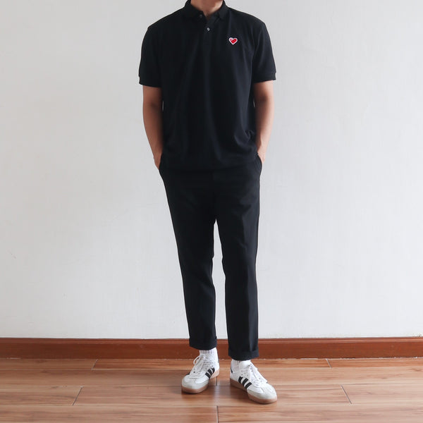 CLASSIC FINGER HEART POLO SHIRT IN BLACK