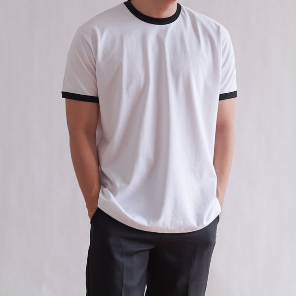 CLASSIC RINGER TEE IN WHITE/BLACK