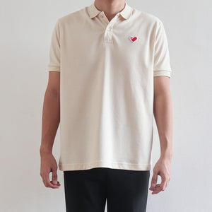 CLASSIC FINGER HEART POLO SHIRT IN OFF WHITE