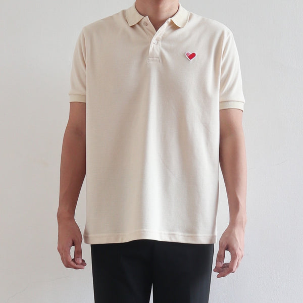 CLASSIC FINGER HEART POLO SHIRT IN OFF WHITE