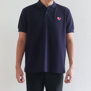 CLASSIC FINGER HEART POLO SHIRT IN NAVY BLUE