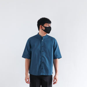 OVERSIZED MANDARIN COLLAR POLO IN AQUA BLUE V.2