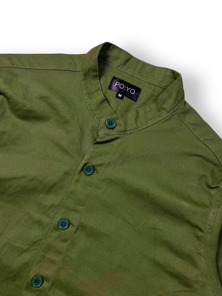 OVERSIZED MANDARIN COLLAR POLO IN OLIVE V.2