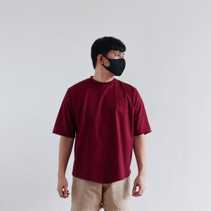 BOXY CURVE HEM TEE IN WINE