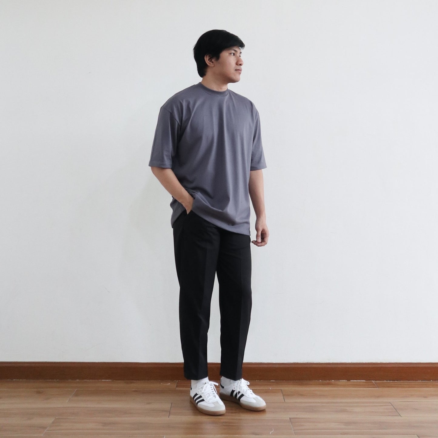 OVERSIZED KOREAN TEE IN DARK GRAY