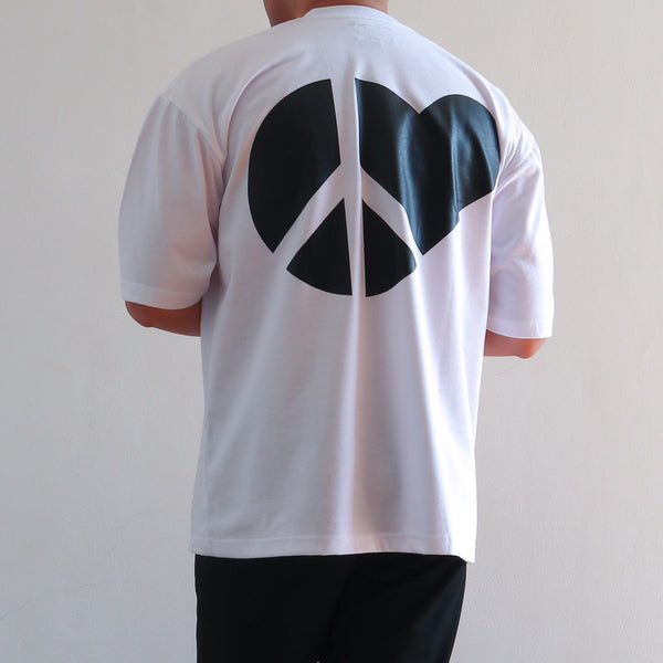 "PEACE&LOVE" OVERSIZED TEE IN WHITE