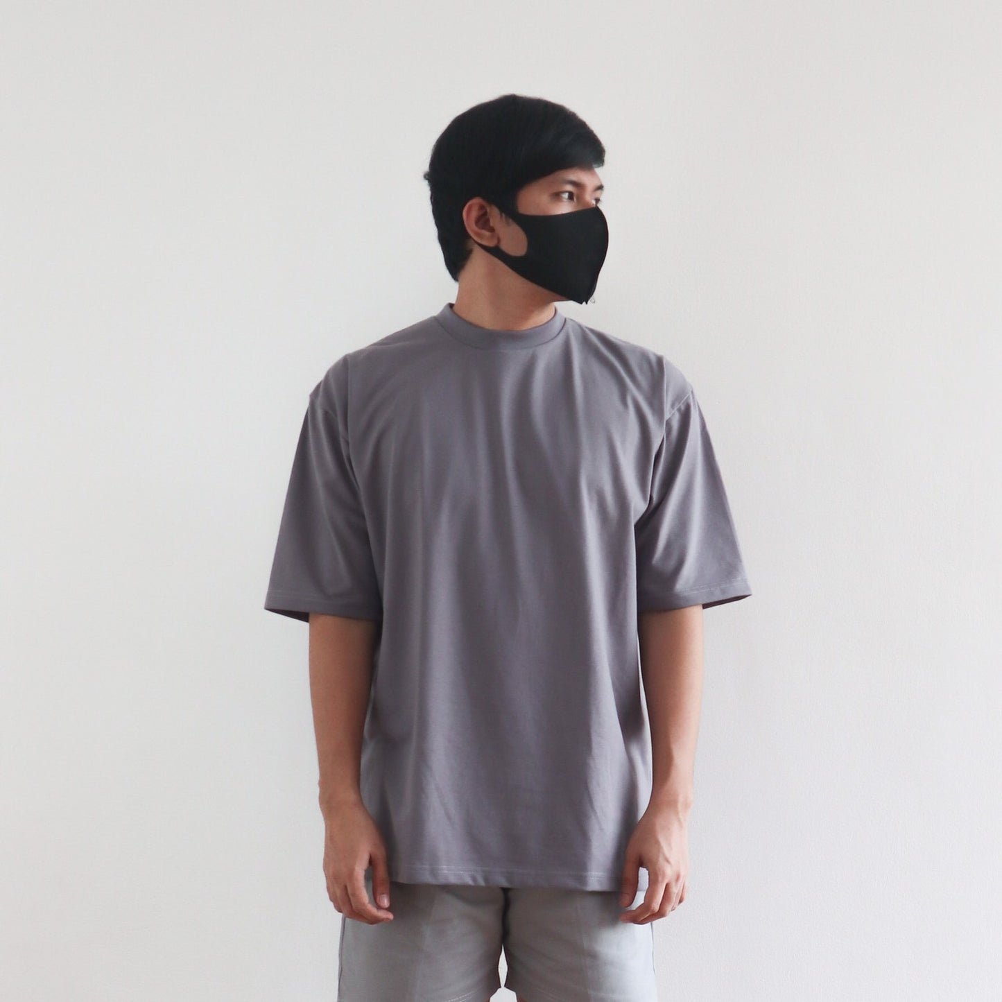 OVERSIZED KOREAN TEE IN STONE GRAY