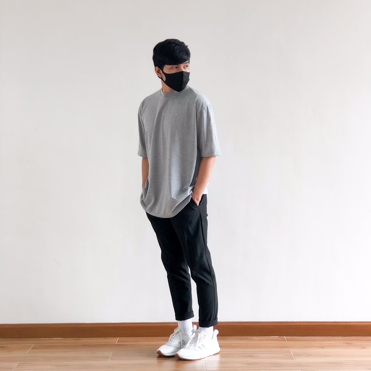 OVERSIZED KOREAN TEE IN HEATHER GRAY