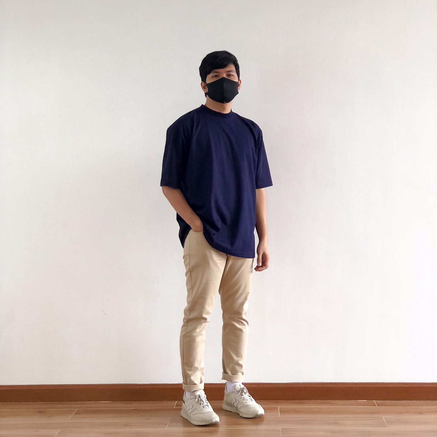 OVERSIZED KOREAN TEE IN NAVY BLUE