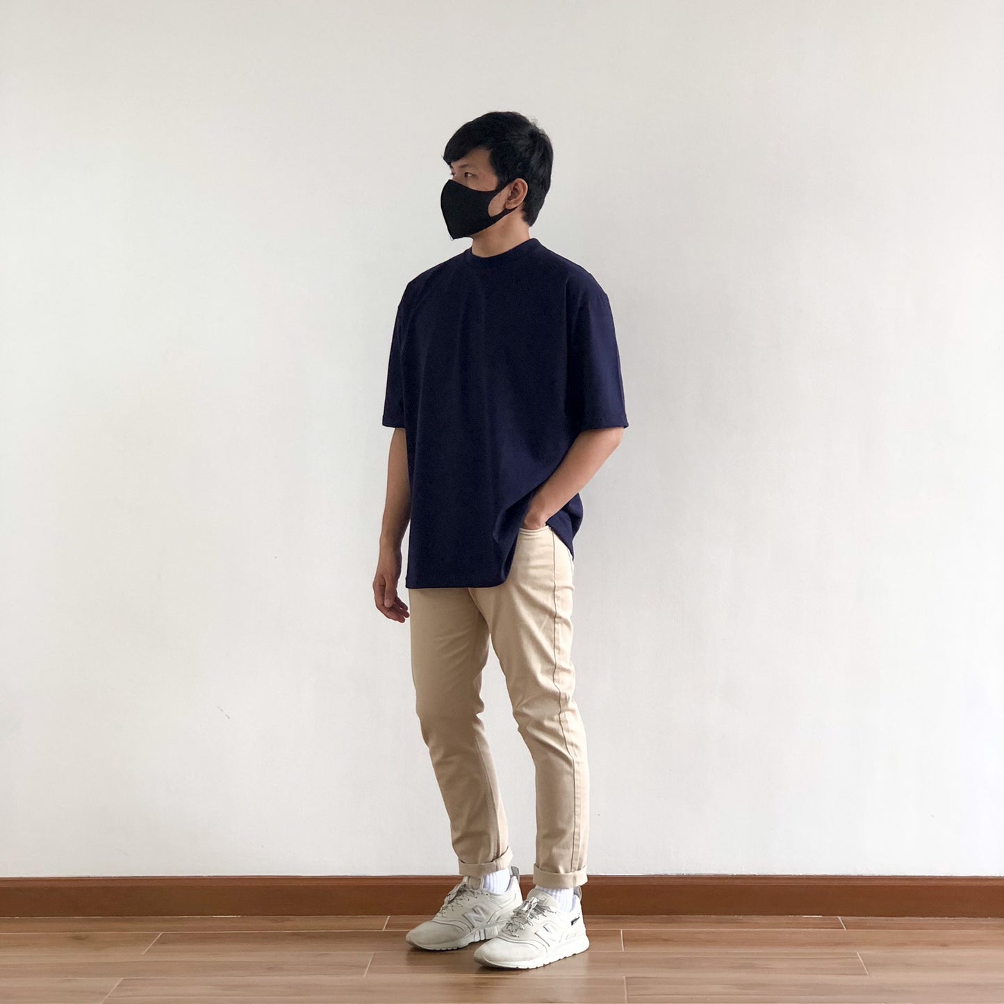 OVERSIZED KOREAN TEE IN NAVY BLUE