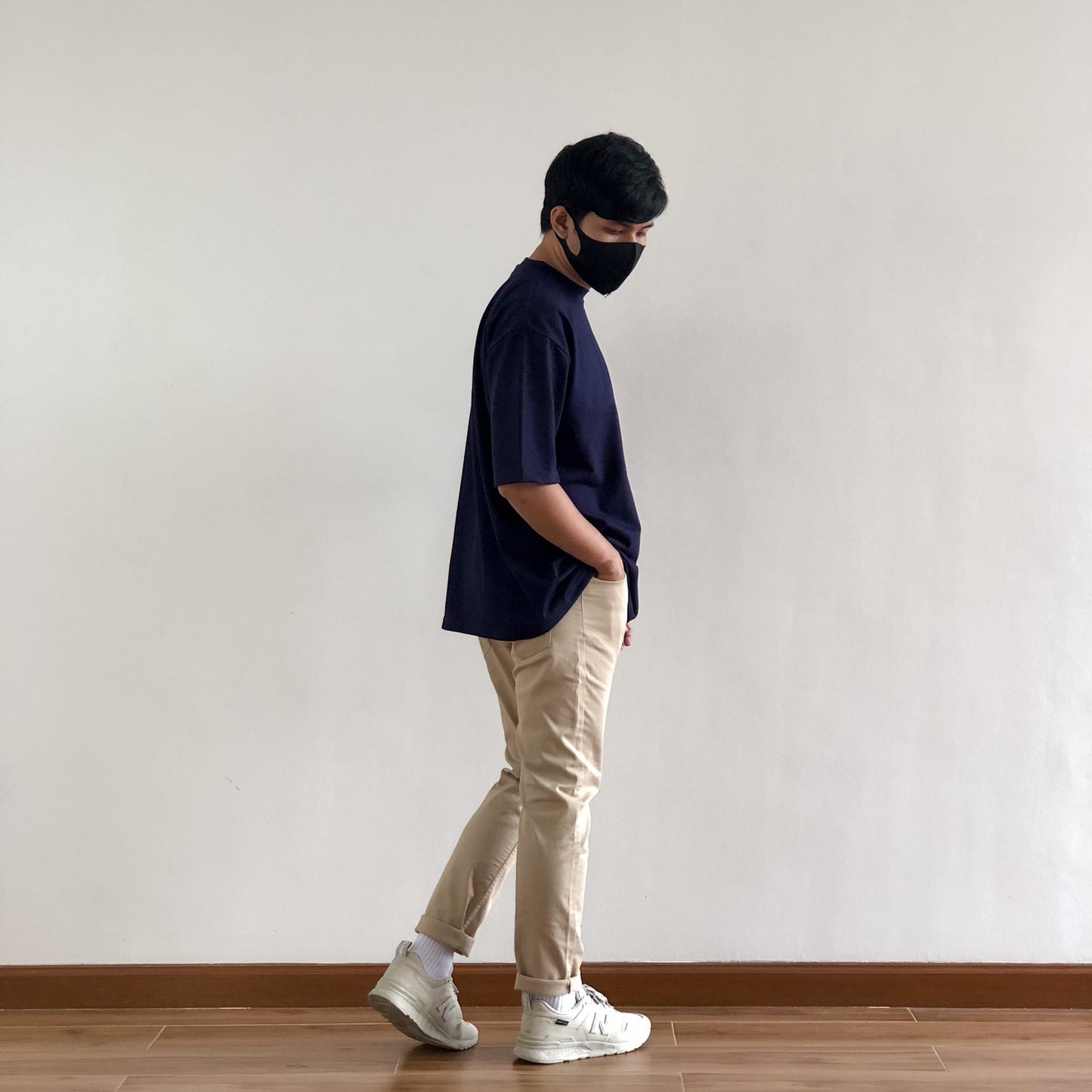 OVERSIZED KOREAN TEE IN NAVY BLUE