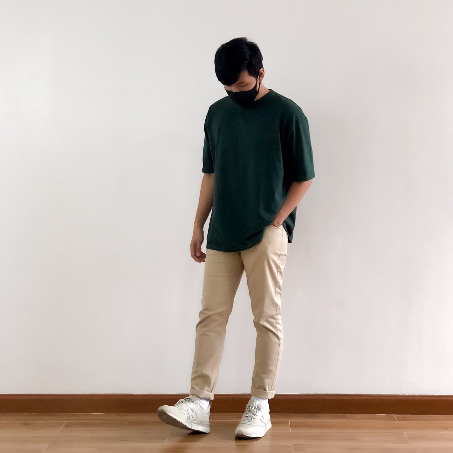 OVERSIZED KOREAN TEE IN FOREST GREEN