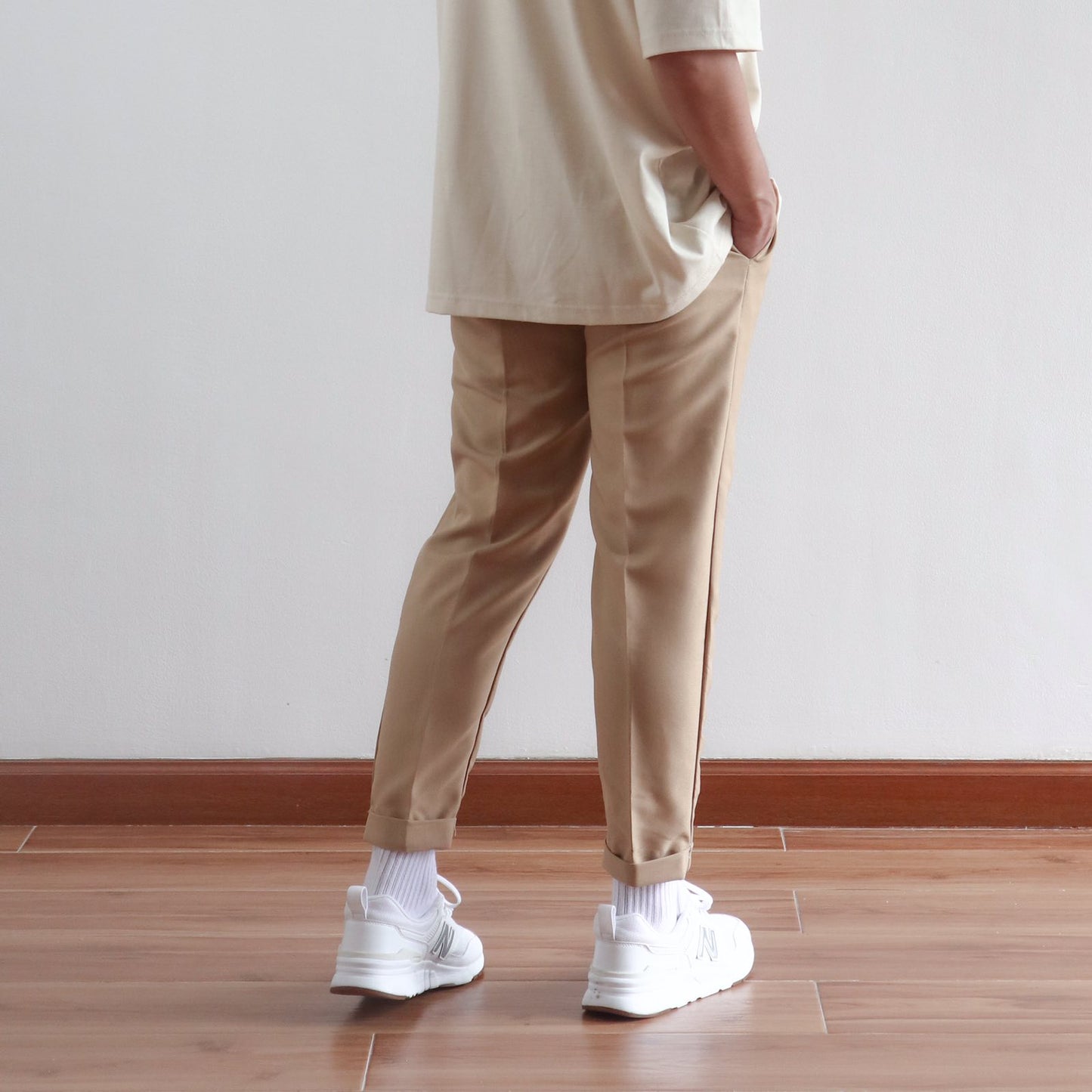 KOREAN ANKLE PANTS IN KHAKI