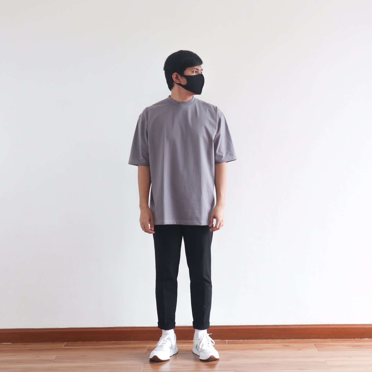 OVERSIZED KOREAN TEE IN STONE GRAY