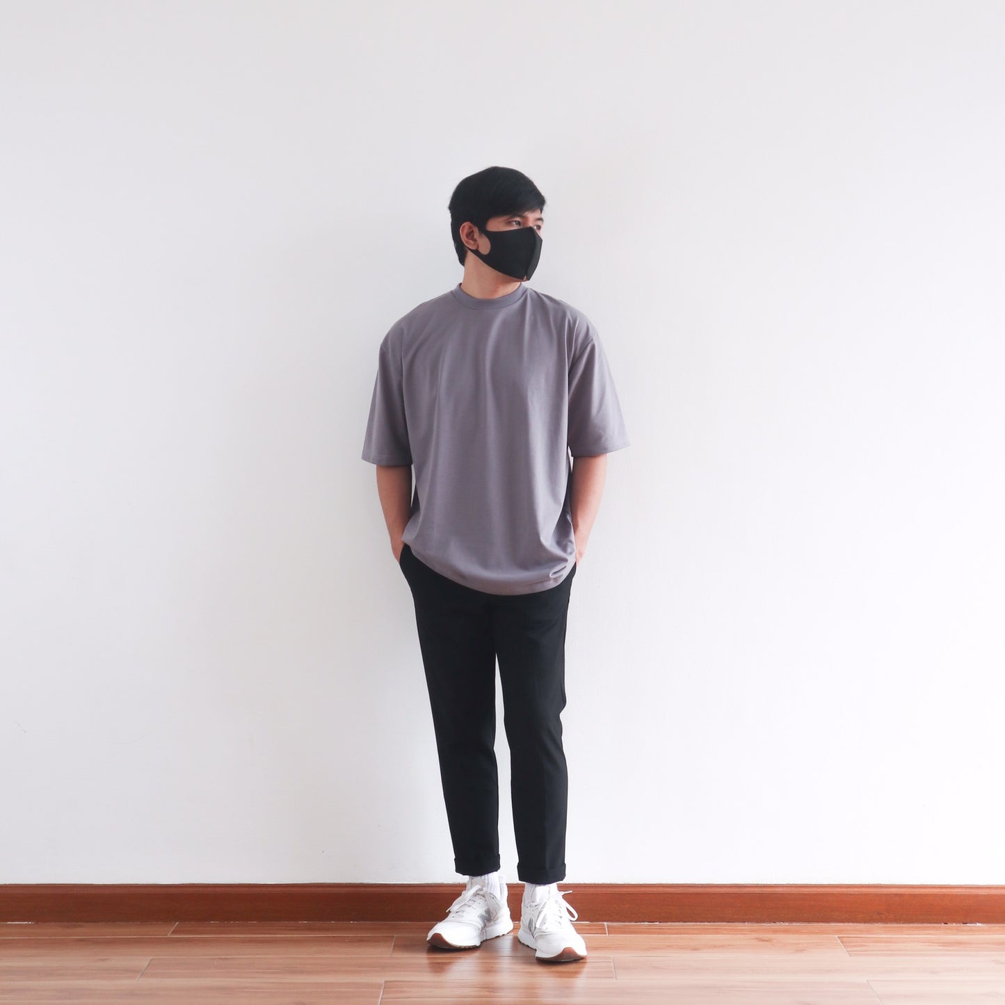 OVERSIZED KOREAN TEE IN STONE GRAY