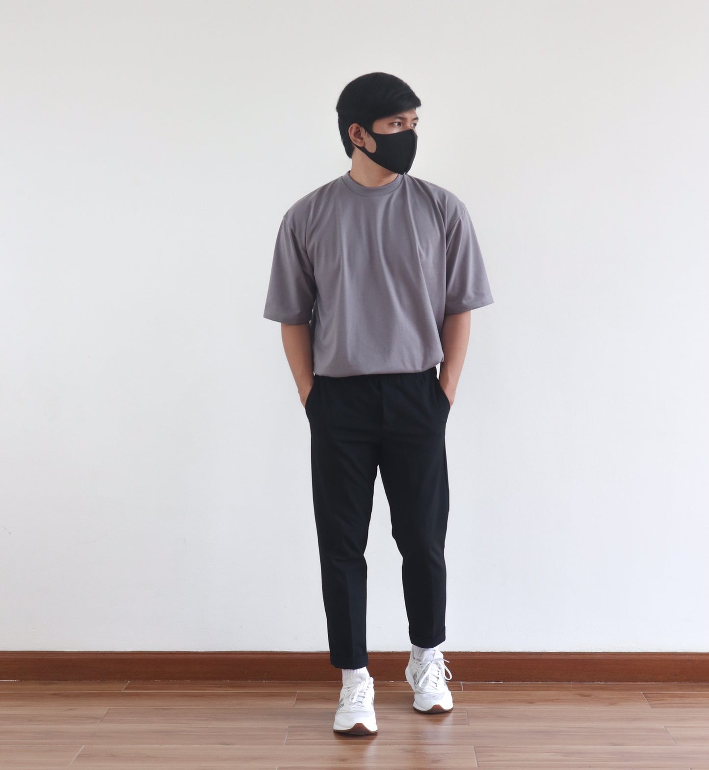 OVERSIZED KOREAN TEE IN STONE GRAY