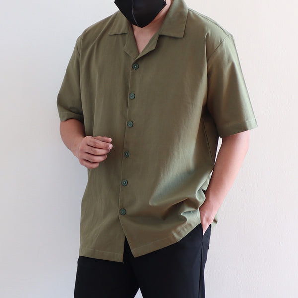 OVERSIZED CUBAN SHIRT IN OLIVE