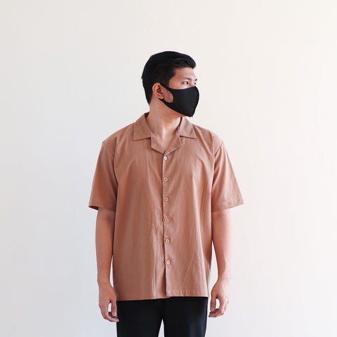 OVERSIZED CUBAN SHIRT IN MOCHA BROWN